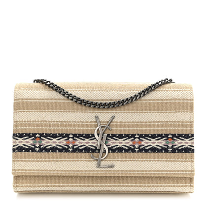 Saint Laurent Berber Canvas Striped Medium Classic Monogram Kate Satchel 1 of 10