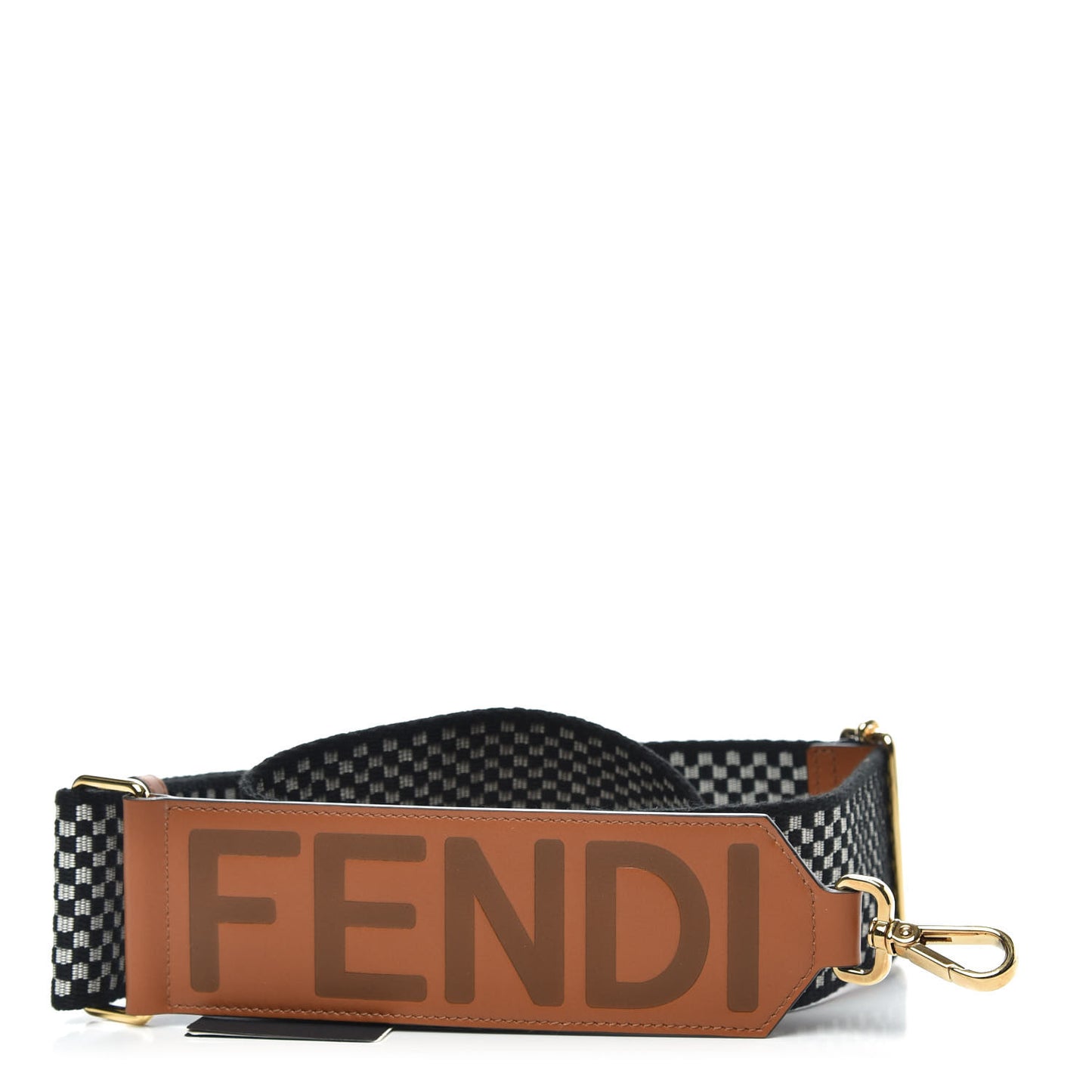 Ribbon Vitello King Logo Embossed Gingham Woven Adjustable Strap You Panna Black Cuoio