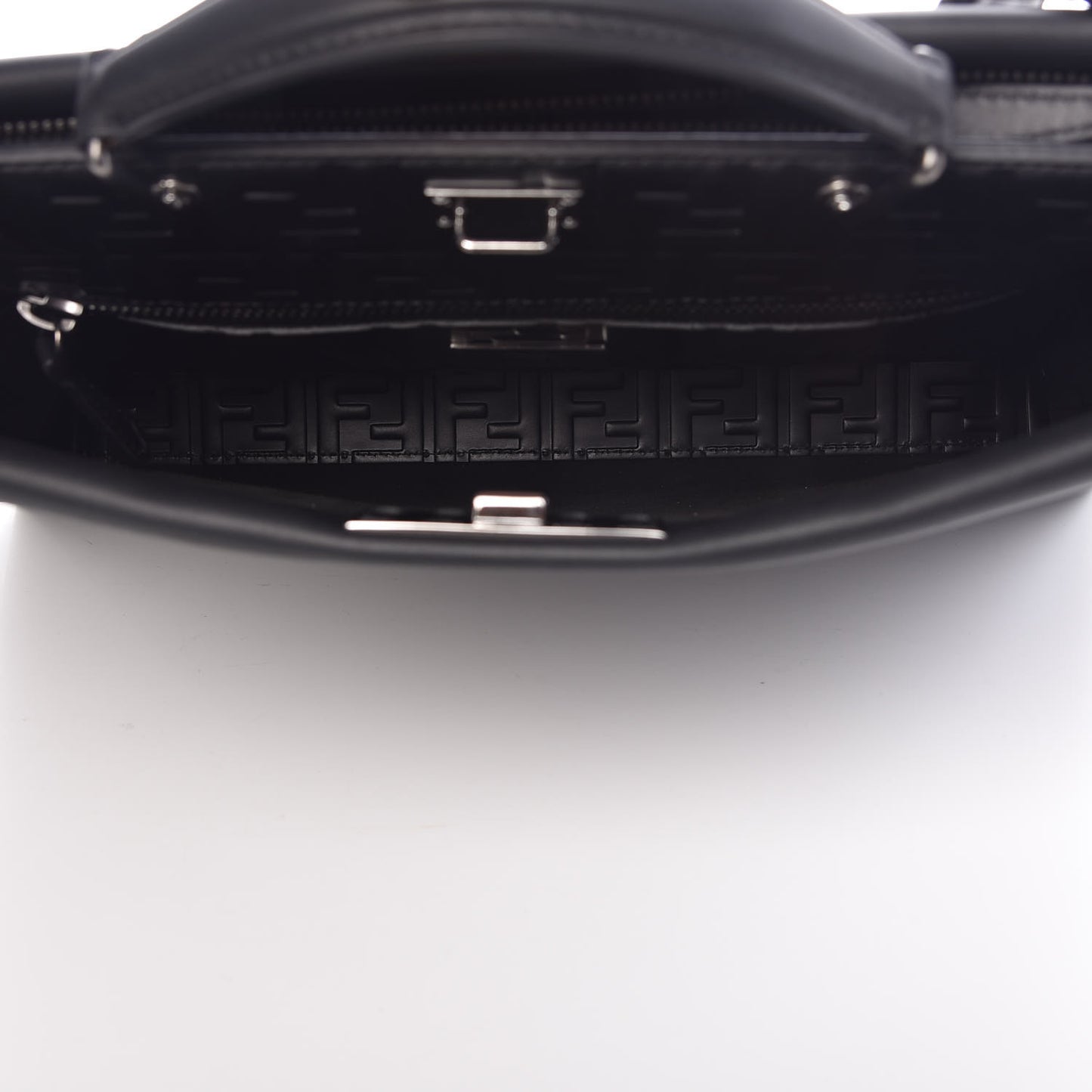 Vitello Grace FF 1974 Embossed Large Peekaboo Iconic Fit Satchel Black
