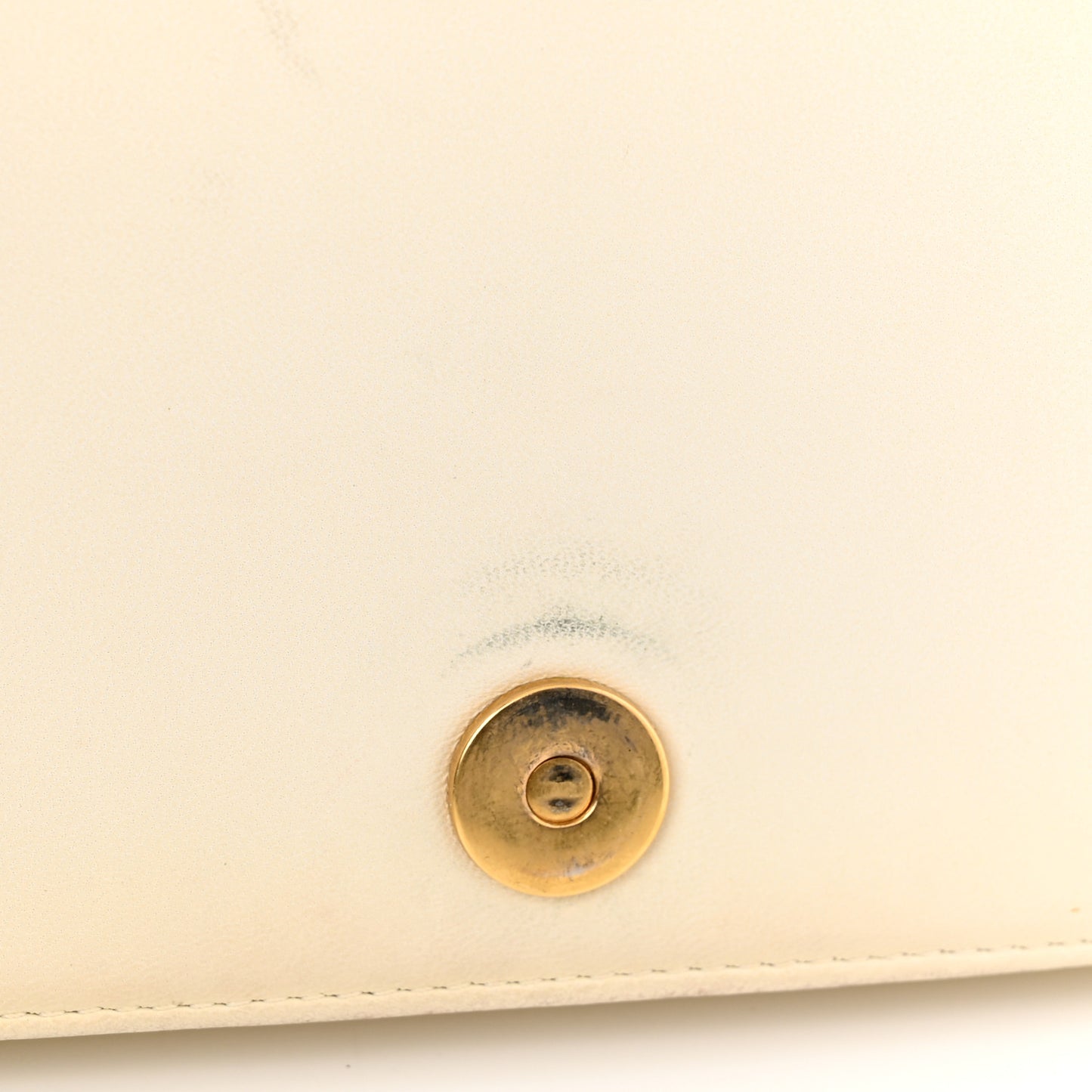 Lambskin Studded Diorama Wallet on Chain Pouch Off White