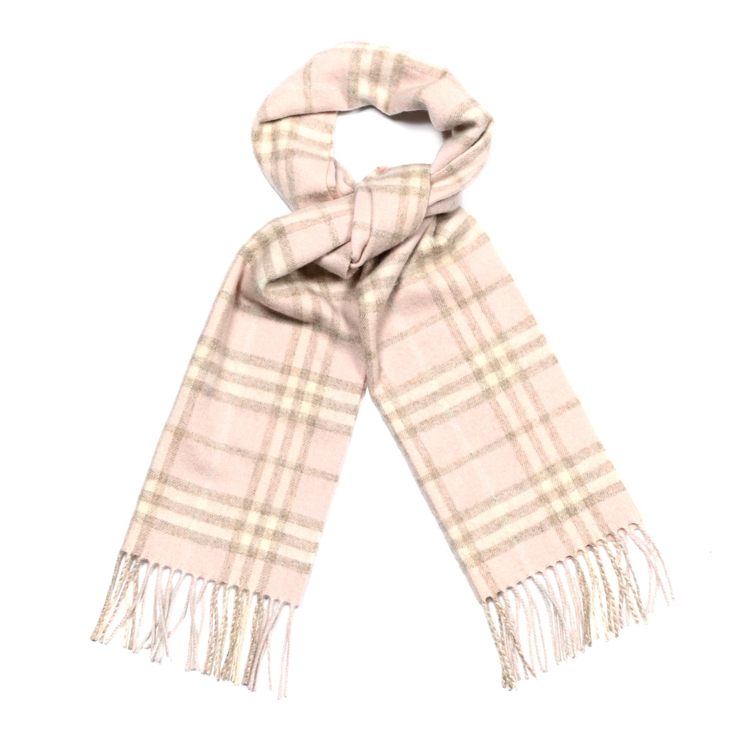 Burberry Cashmere Check Fringe Scarf Pink 1 of 5