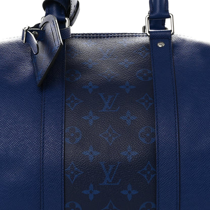 Louis Vuitton Taiga Monogram Eclipse Keepall Bandouliere 50 Pacific Blue 7 of 9