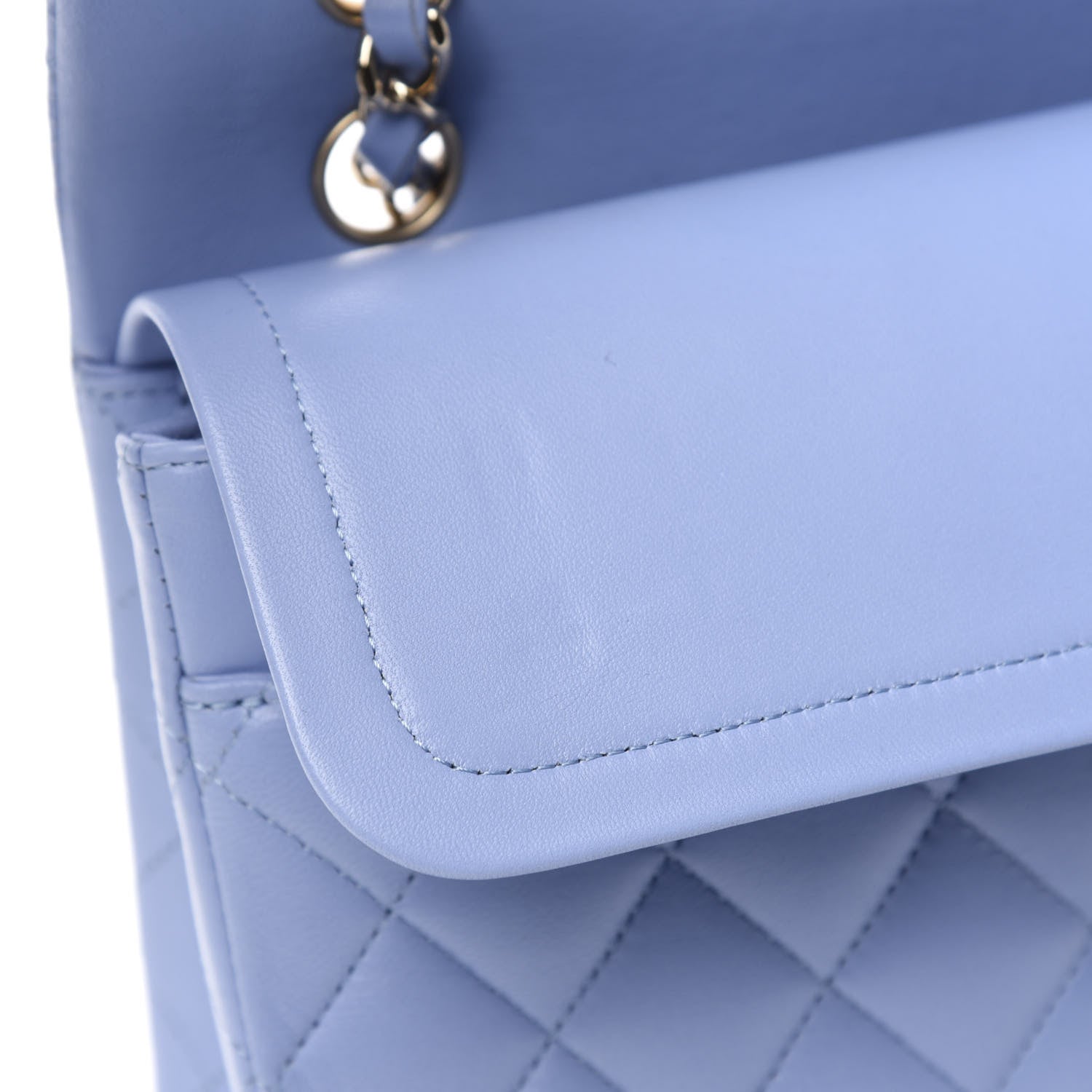 Chanel Lambskin Quilted Medium Double Flap Light Blue 8 of 11