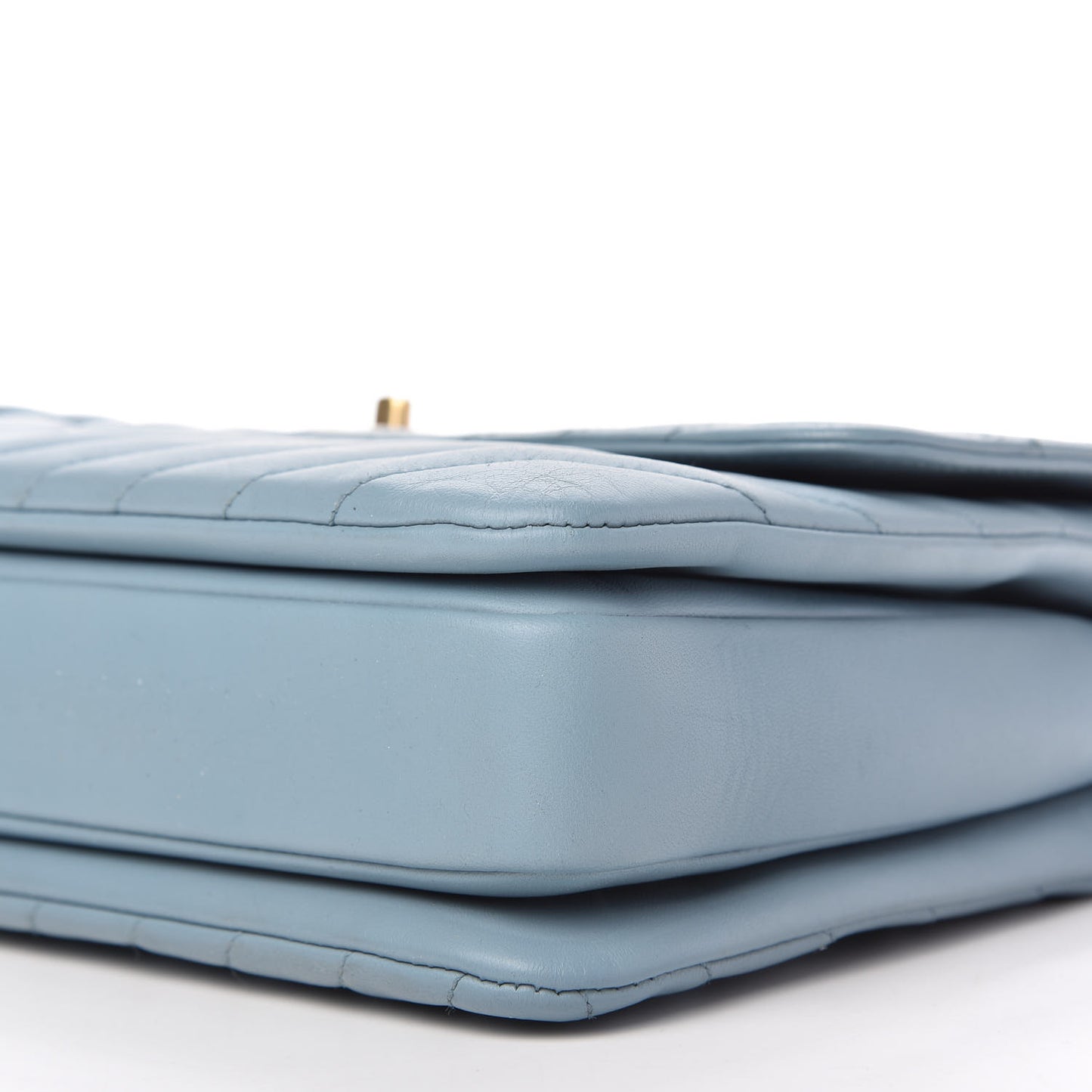 Lambskin Chevron Quilted Medium Trendy CC Dual Handle Flap Bag Light Blue