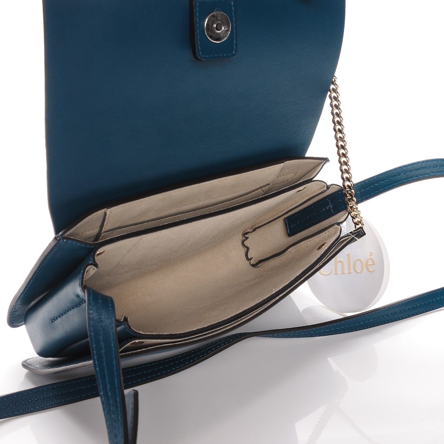 Chloe Suede Calfskin Small Faye Shoulder Bag Majolica Blue 5 of 6