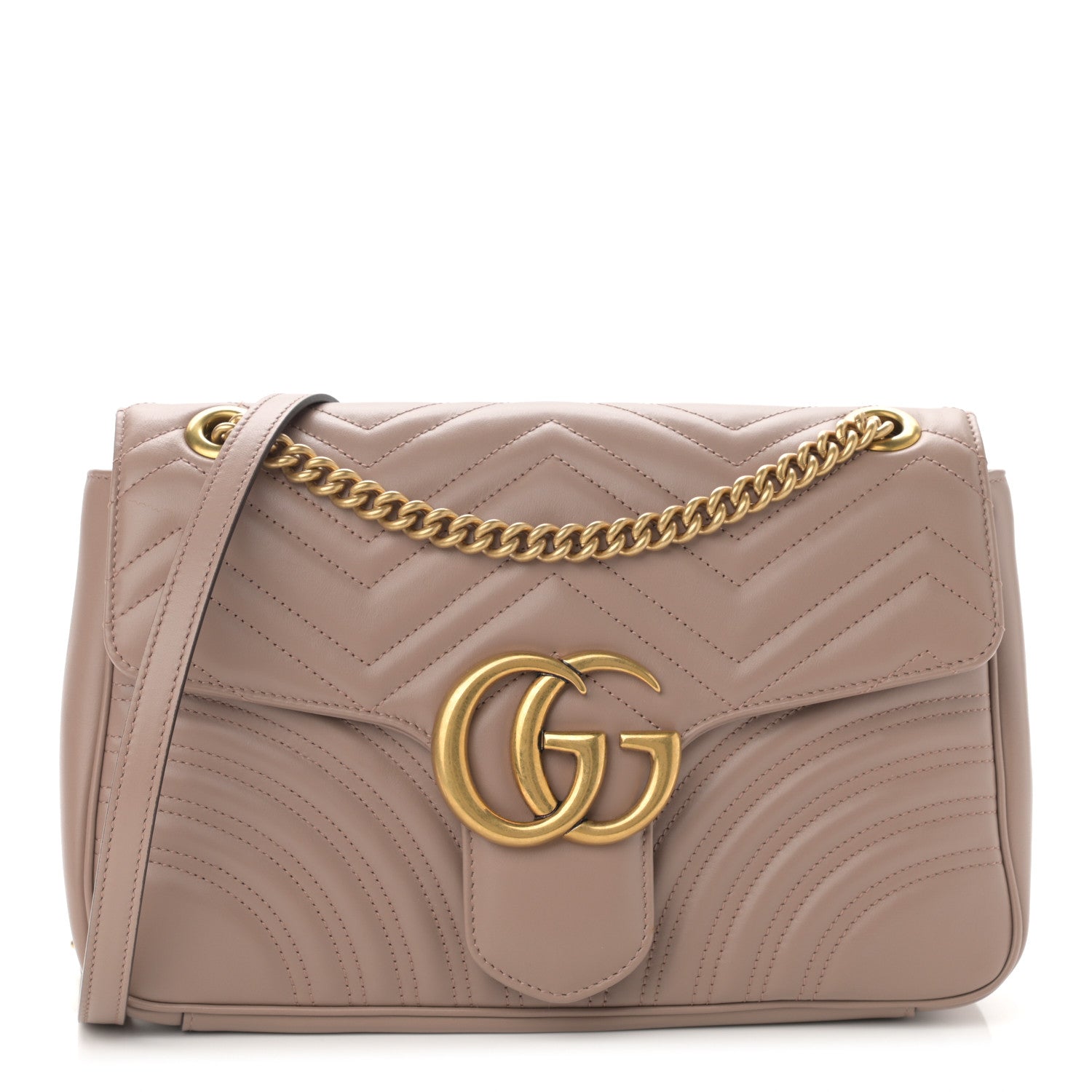 Gucci Calfskin Matelasse Medium GG Marmont Shoulder Bag Porcelain Rose 1 of 10