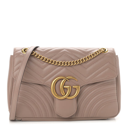 Gucci Calfskin Matelasse Medium GG Marmont Shoulder Bag Porcelain Rose 1 of 10