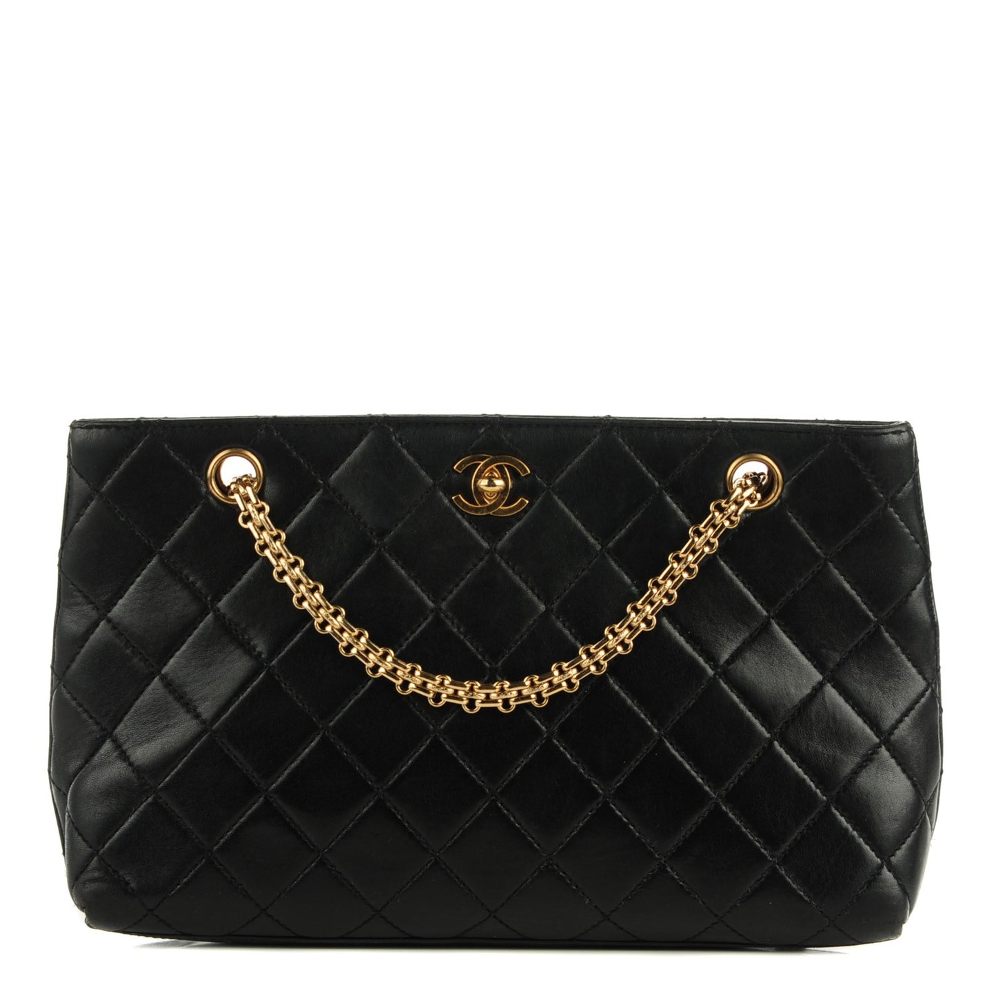 Lambskin Quilted Shoulder Bag Black