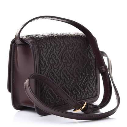 Burberry Calfskin Monogram Embossed Mini TB Bag Oxblood 2 of 10