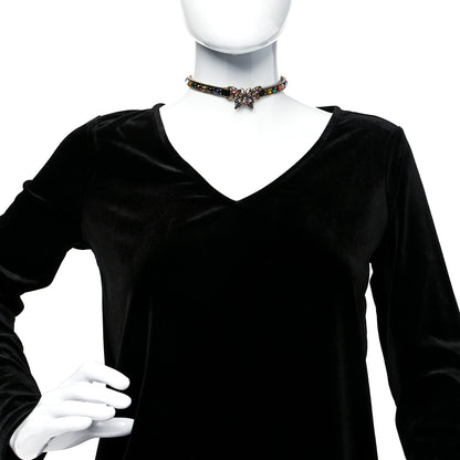Gucci Calfskin Crystal Embellished Butterfly Choker Necklace Multicolor 2 of 6