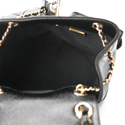 Chanel Shiny Caviar Quilted Small Duma Pockets Drawstring Backpack Black 5 of 11