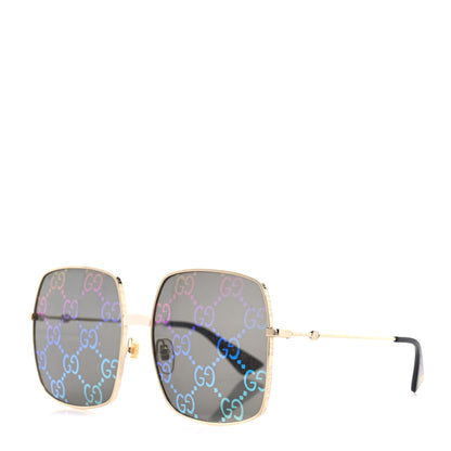 Gucci Metal Rectangular Frame Sunglasses GG0414S Gold Multicolor 1 of 8
