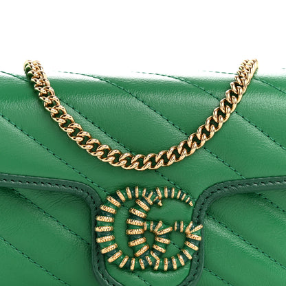Gucci Azalea Calfskin Enamel Matelasse Diagonal Super Mini Torchon GG Marmont Shoulder Bag New Shamarock Emerald 8 of 10