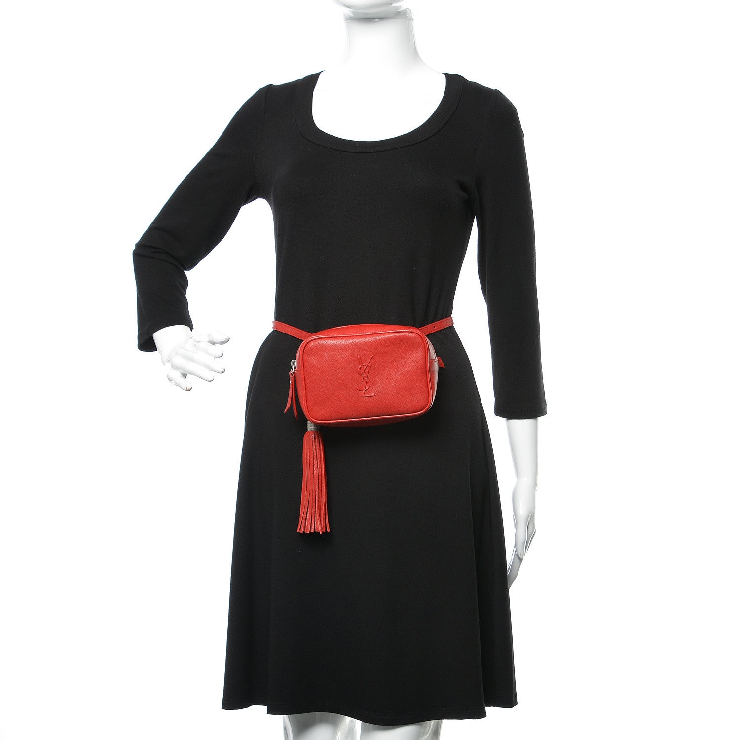Saint Laurent Lambskin Monogram Lou Belt Bag Red 2 of 10