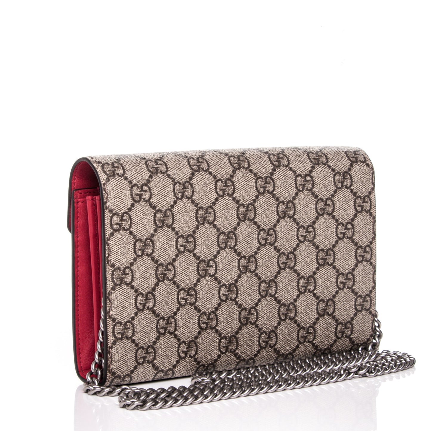 GG Supreme Monogram Mini Dionysus Chain Wallet Beige Vulcanic Red