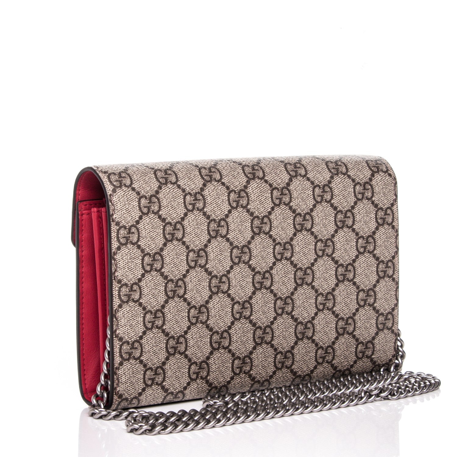 Gucci GG Supreme Monogram Mini Dionysus Chain Wallet Beige Vulcanic Red 3 of 7
