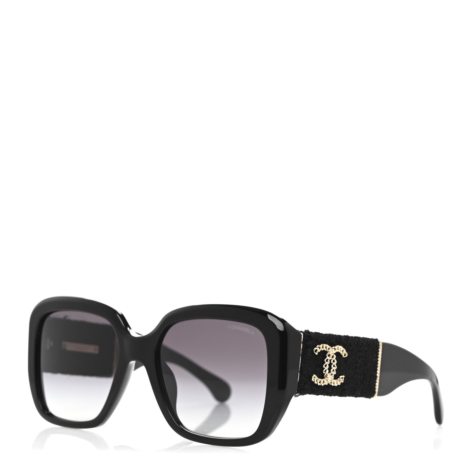 Chanel Acetate Tweed Square Sunglasses 5512 Black 1 of 9
