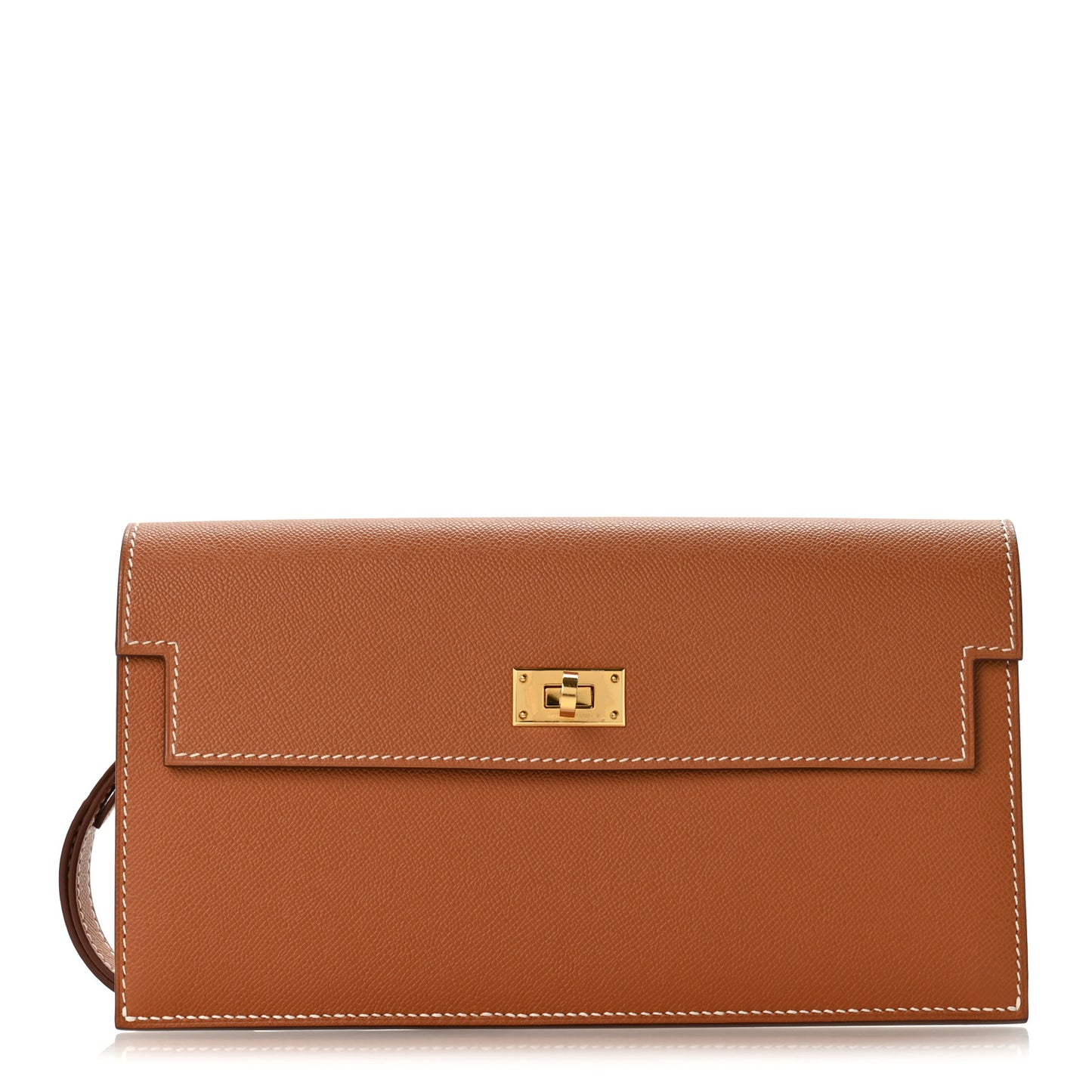 Madame Calfskin Kelly Pocket Long Wallet Gold