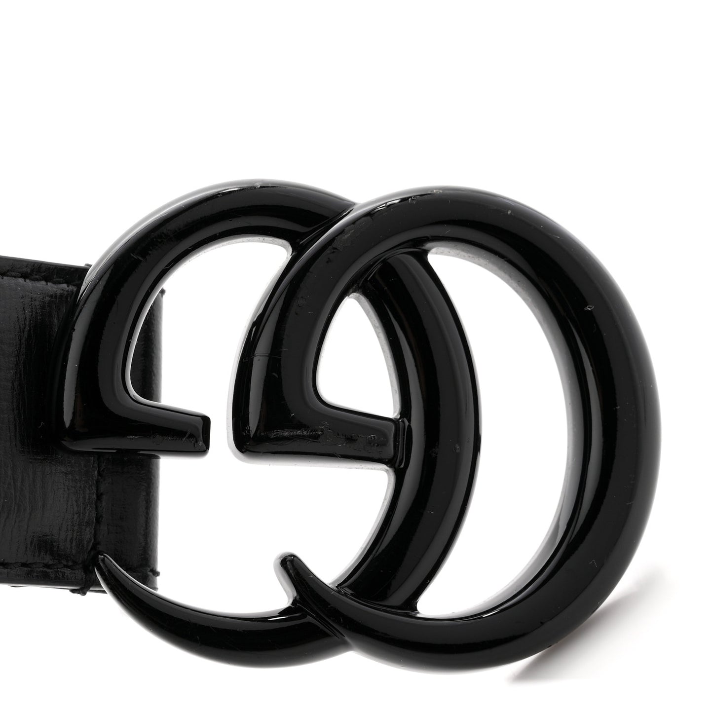 Azalea Calfskin Enamel Monochrome Double G 40mm Belt 80 32 Black