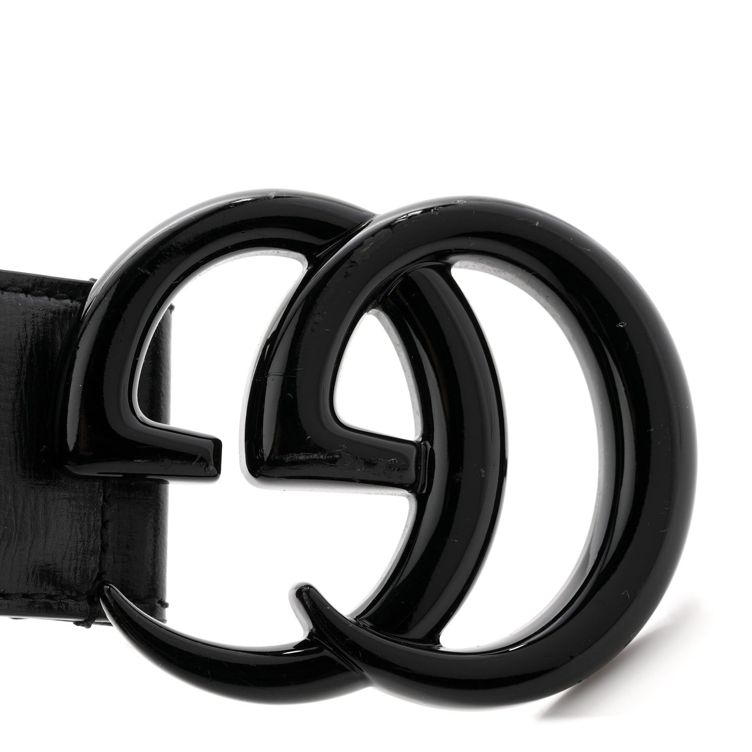 Gucci Azalea Calfskin Enamel Monochrome Double G 40mm Belt 80 32 Black 6 of 6