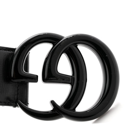 Gucci Azalea Calfskin Enamel Monochrome Double G 40mm Belt 80 32 Black 6 of 6