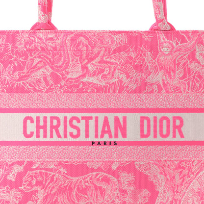 Christian Dior Canvas Embroidered Medium Dioriviera Toile De Jouy Book Tote Fluorescent Pink 7 of 11
