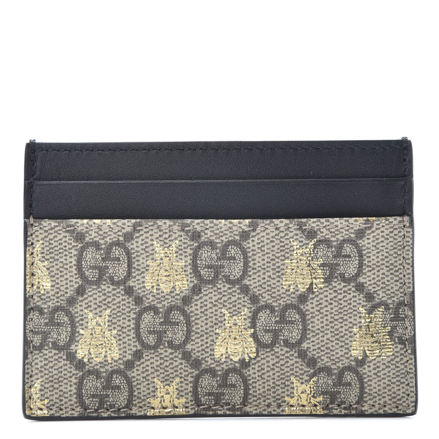 GG Supreme Monogram Bees Card Holder Black