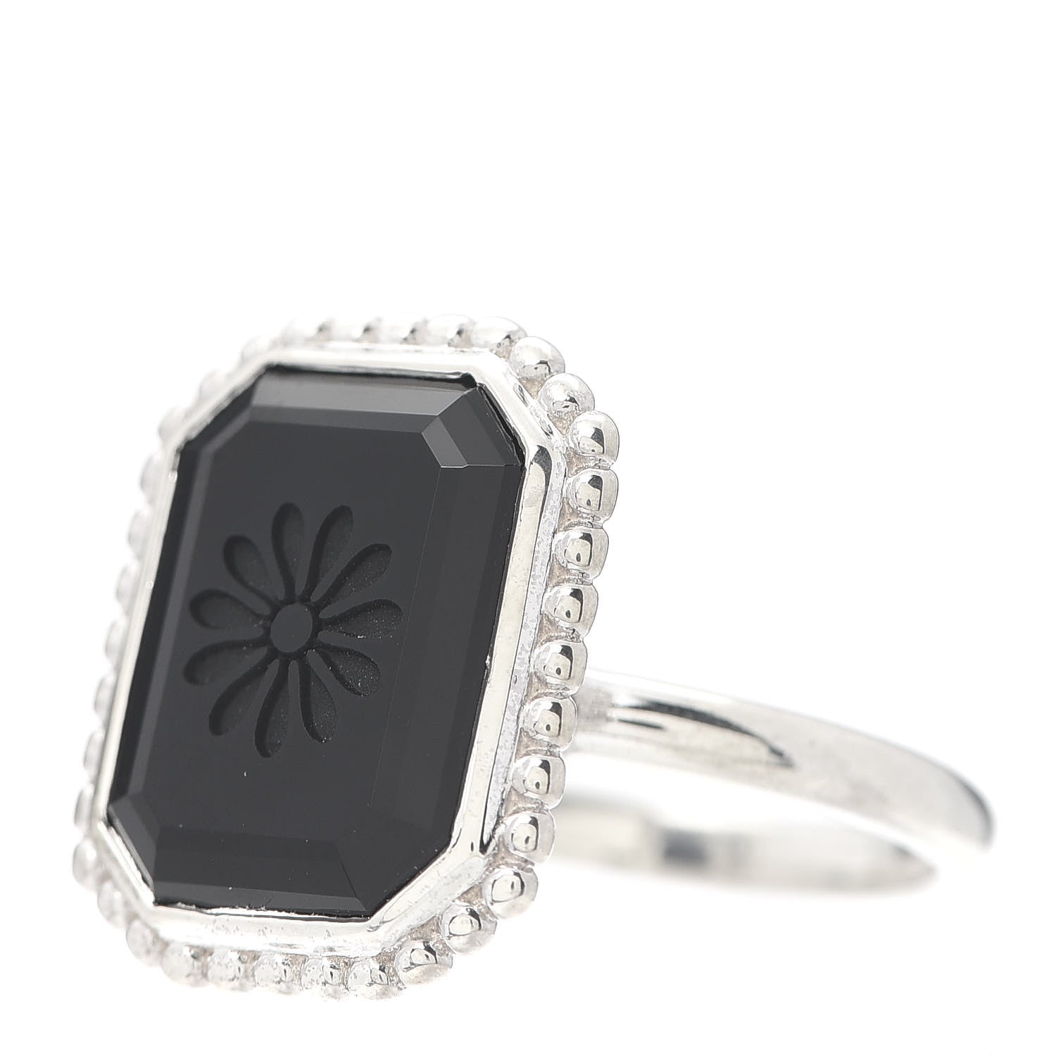 Tiffany Sterling Silver Black Onyx Ziegfeld Daisy Ring 53 6.25 3 of 5