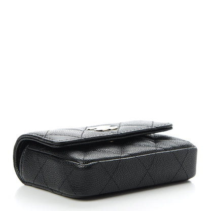 Chanel Caviar Quilted Mini Pearl On Top Coin Purse With Chain Black 4 of 11