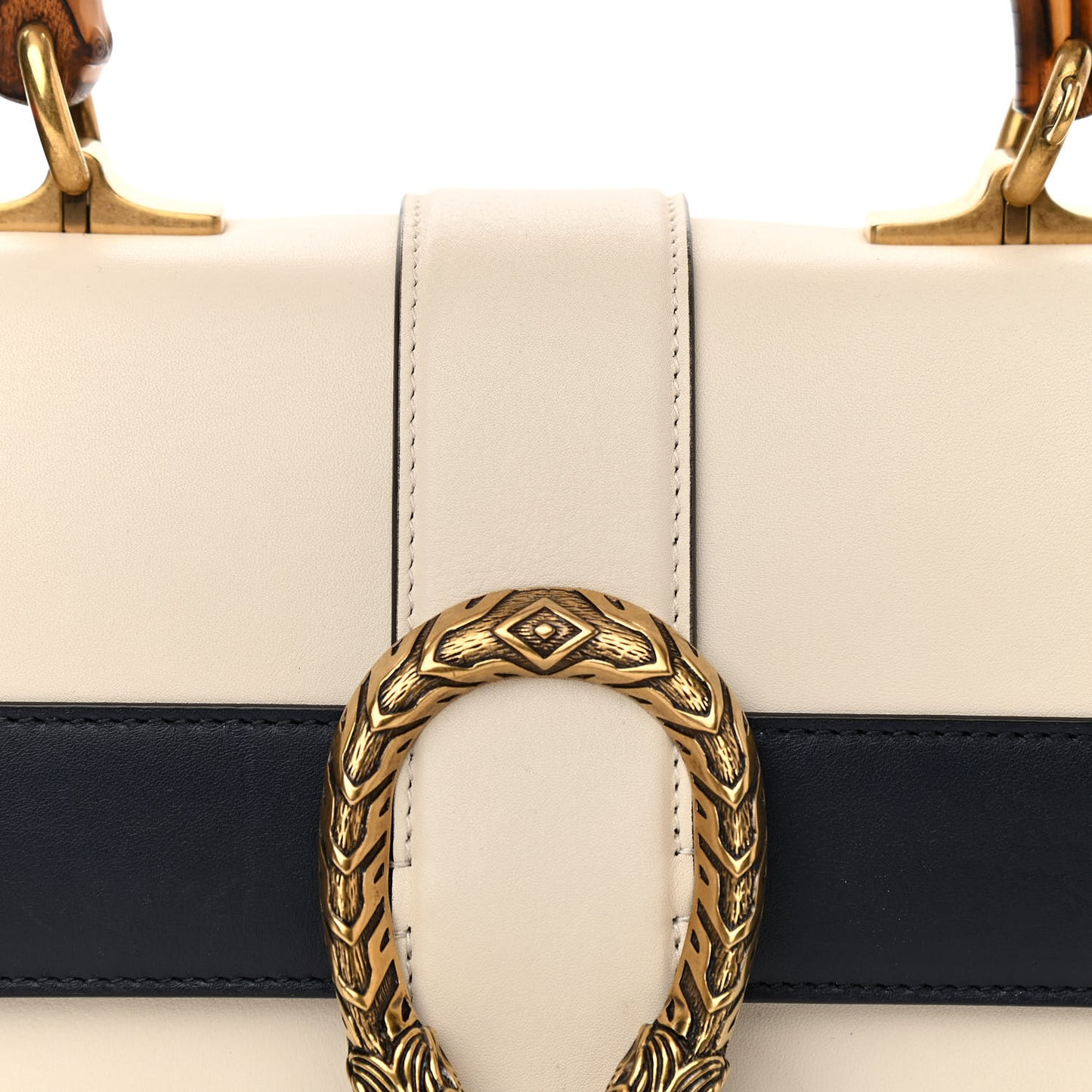 Calfskin Bamboo Web Medium Dionysus Top Handle Bag White Blue Hibiscus Red