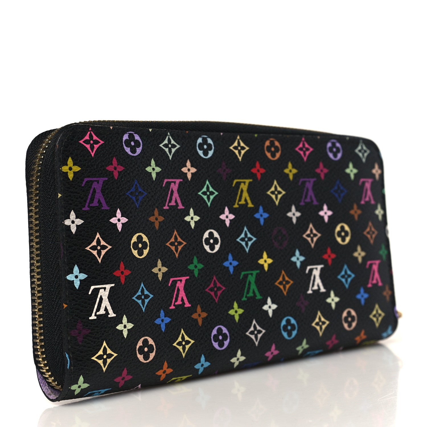 Louis Vuitton Monogram Multicolor Zippy Wallet Black Violet 3 of 6