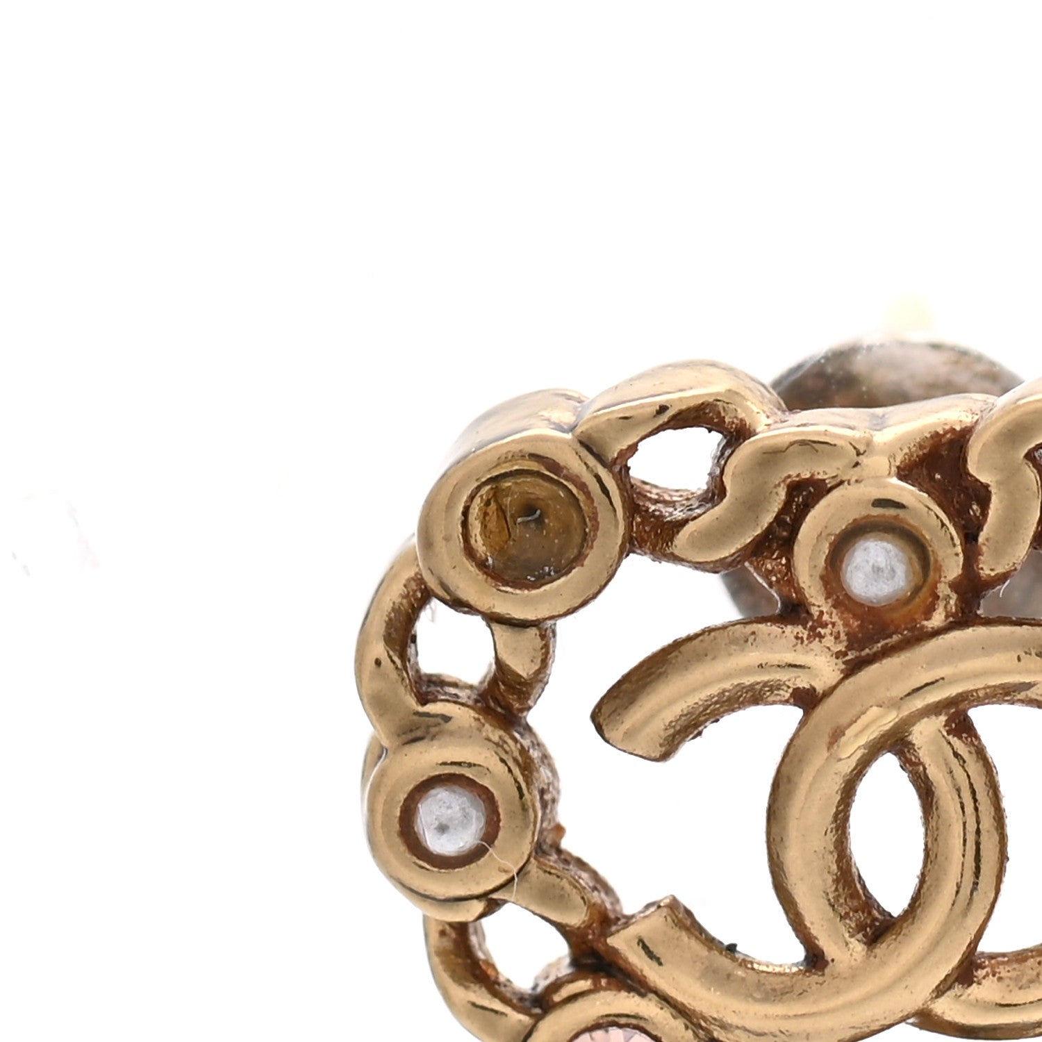 Chanel Pearl Crystal CC Heart Earrings Gold Multicolor 6 of 6