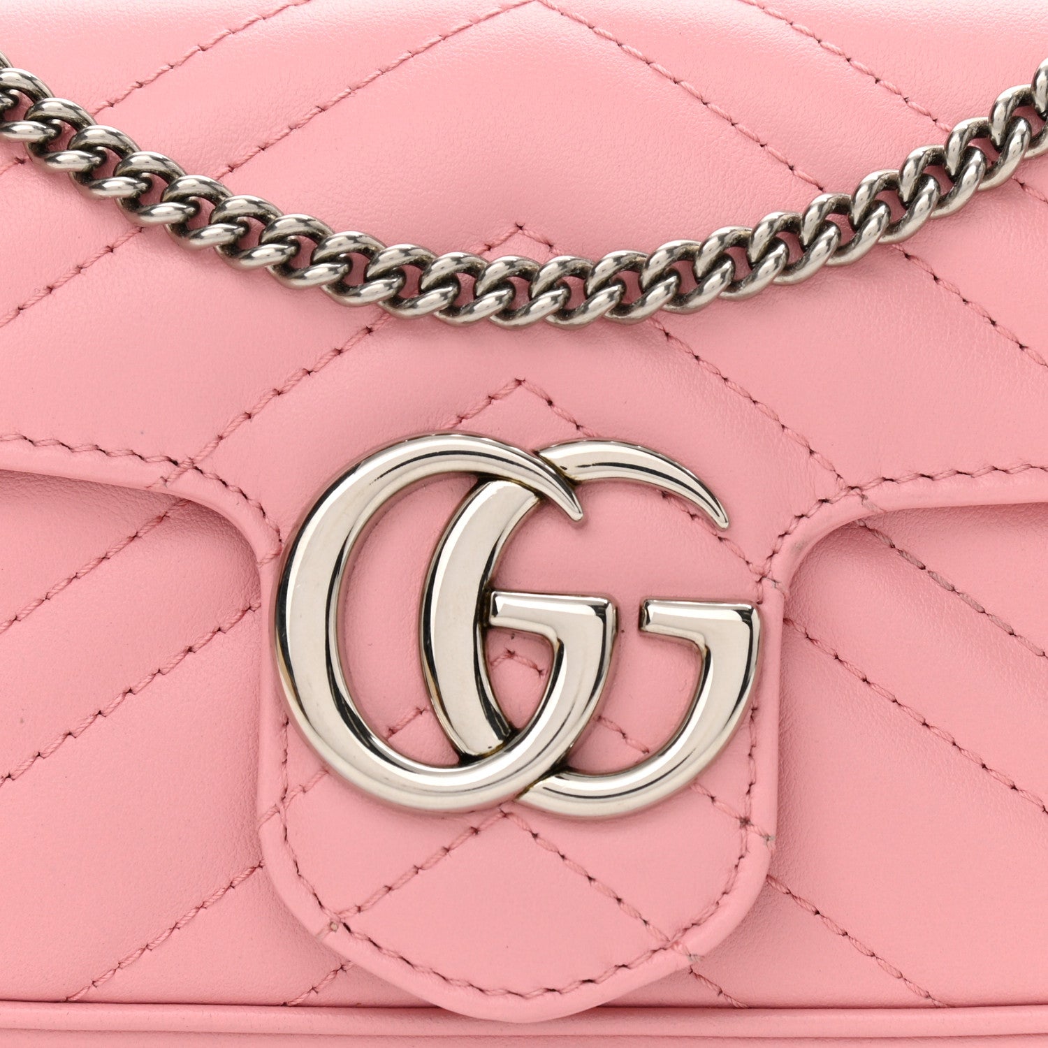 Gucci Calfskin Matelasse Super Mini GG Marmont Shoulder Bag Wild Rose 8 of 13