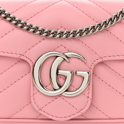 Gucci Calfskin Matelasse Super Mini GG Marmont Shoulder Bag Wild Rose 8 of 13
