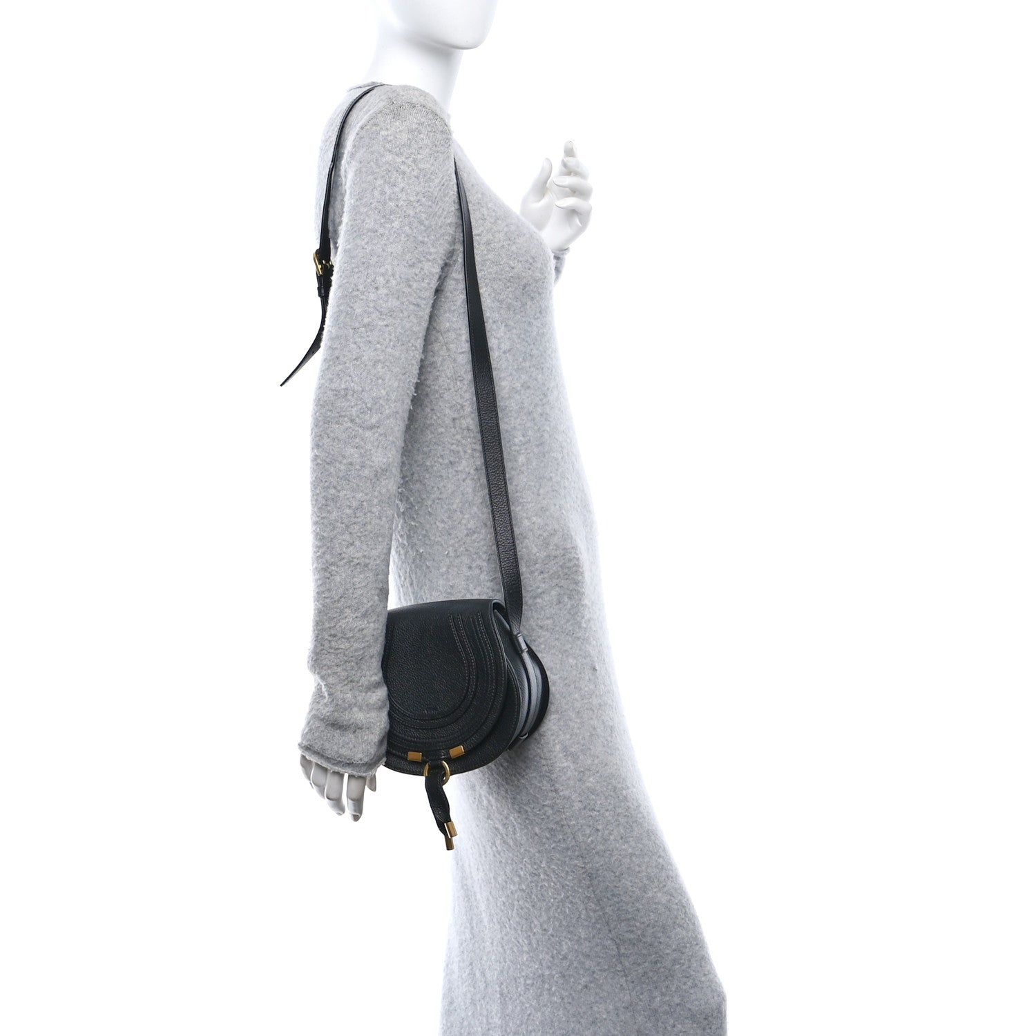 Chloe Calfskin Mini Marcie Round Crossbody Bag Black 2 of 10