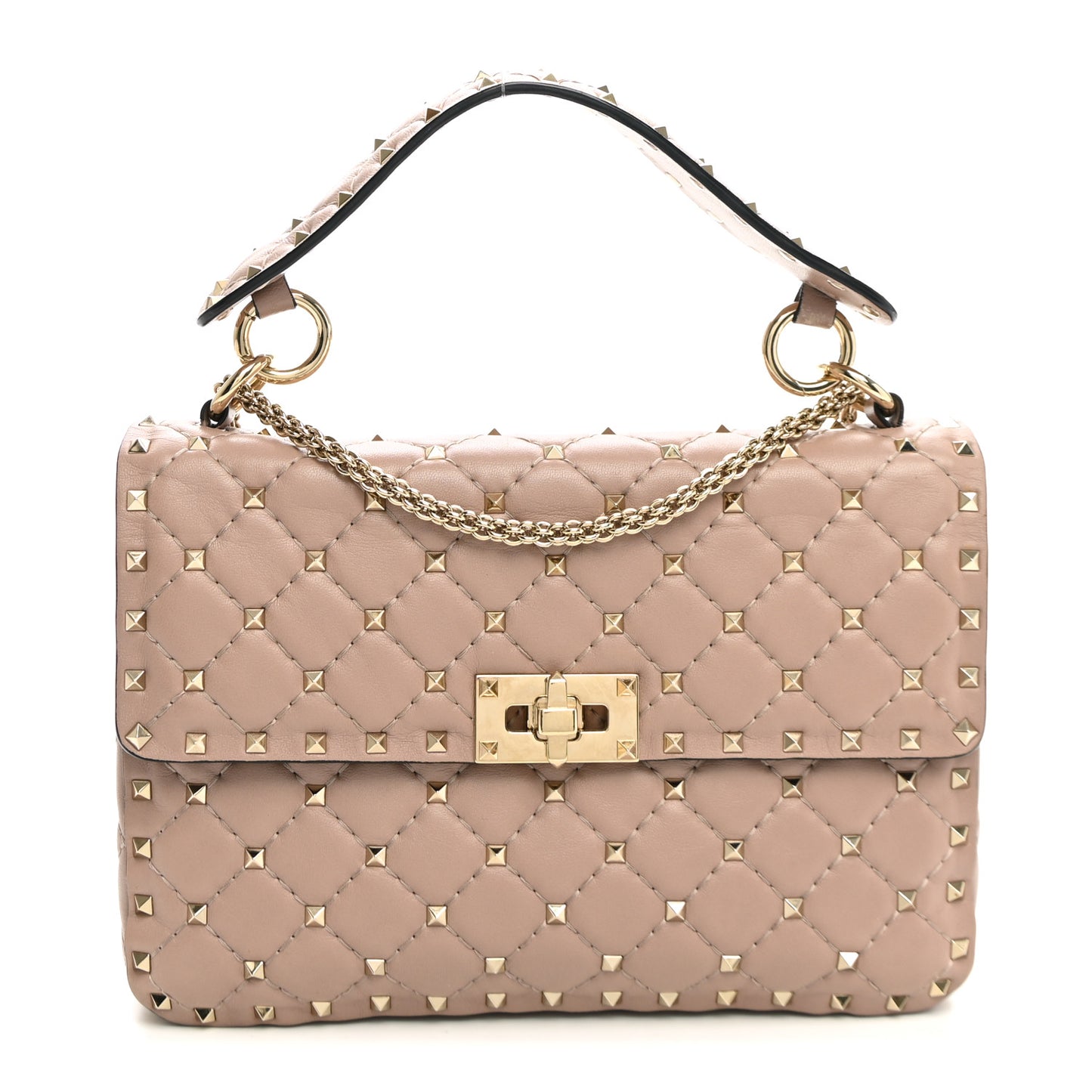 Nappa Medium Rockstud Spike Shoulder Bag Poudre