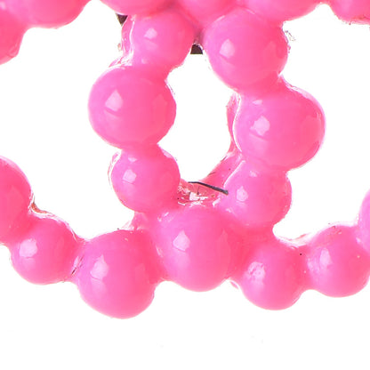 Chanel Resin Ruthenium CC Earrings Pink 6 of 7