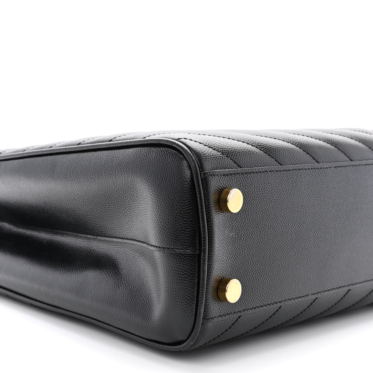 Saint Laurent Grain De Poudre Matelasse Chevron Monogram Shopping Bag Black 10 of 20