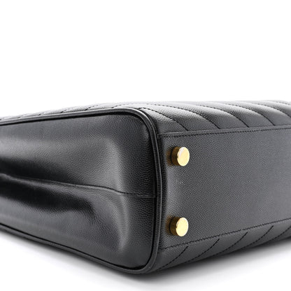 Saint Laurent Grain De Poudre Matelasse Chevron Monogram Shopping Bag Black 10 of 20