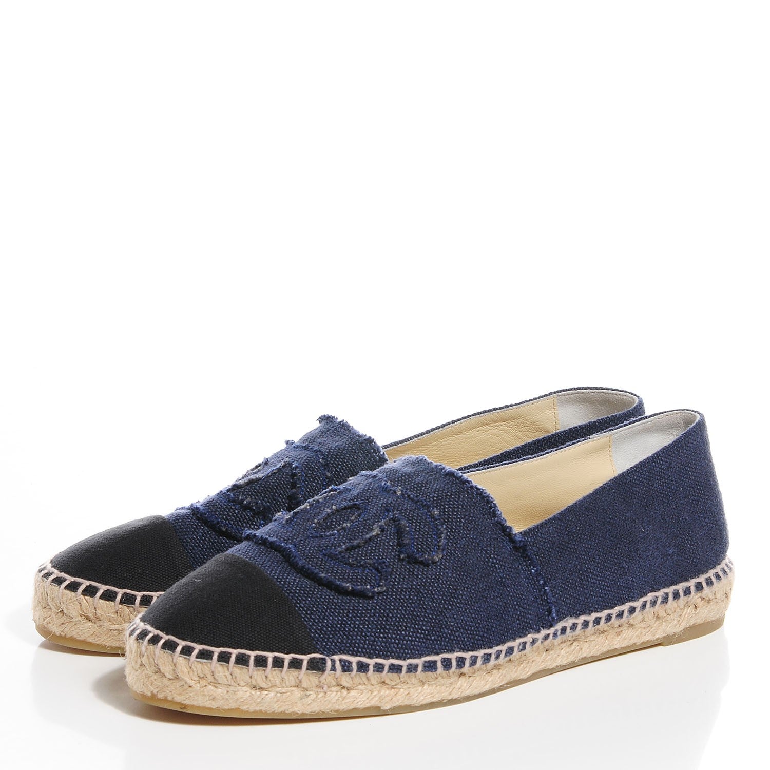 Chanel Linen CC Espadrilles 41 Blue Black 3 of 7