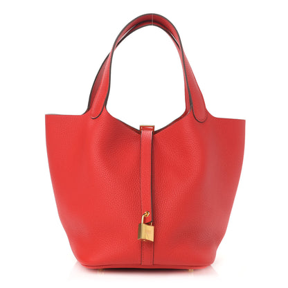 Hermes Taurillon Clemence Picotin Lock 22 MM Rouge De Coeur 1 of 10