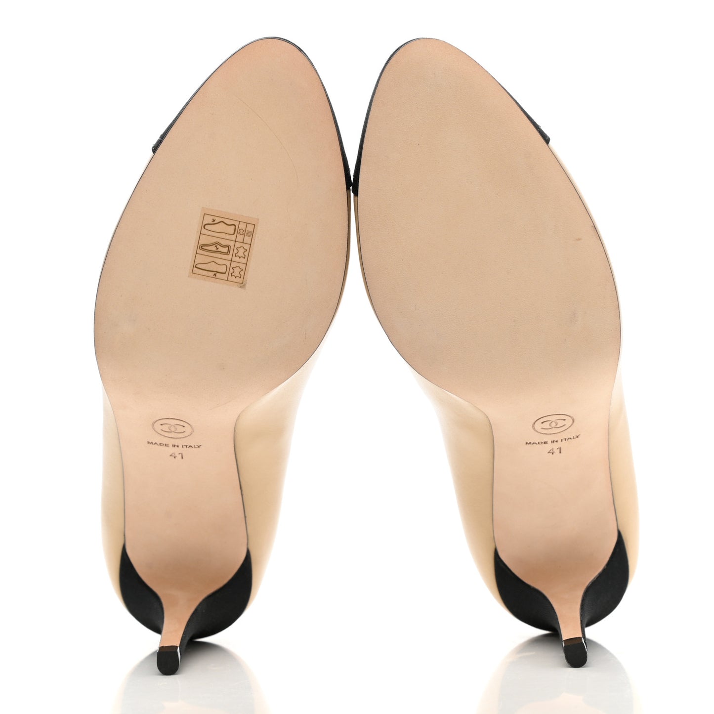 Lambskin Grosgrain Cap Toe CC Pumps 41 Beige Black