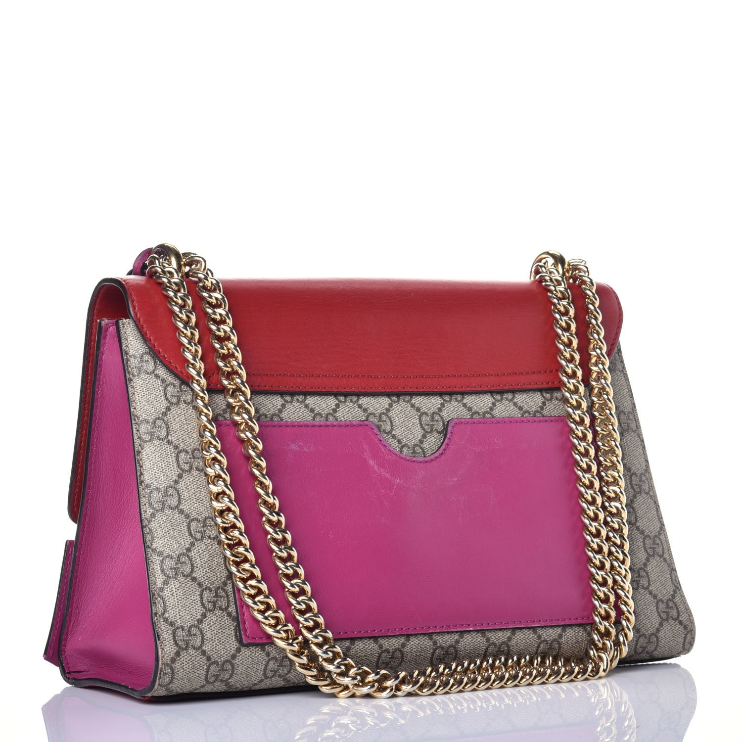 Gucci GG Supreme Monogram Calfskin Medium Padlock Shoulder Bag Beige Hibiscus Red New Rosette 3 of 10