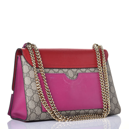 Gucci GG Supreme Monogram Calfskin Medium Padlock Shoulder Bag Beige Hibiscus Red New Rosette 3 of 10