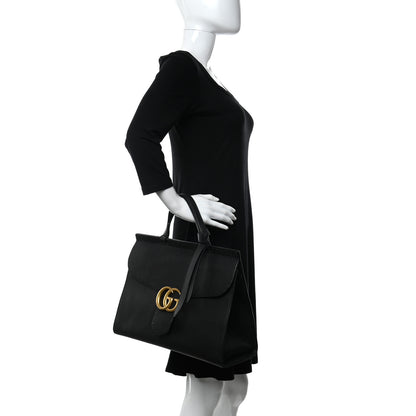 Gucci Calfskin Medium GG Marmont Top Handle Bag Black 2 of 14
