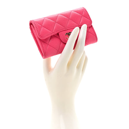 Chanel Caviar Quilted Flap Card Holder Wallet Fuchsia 2 of 12