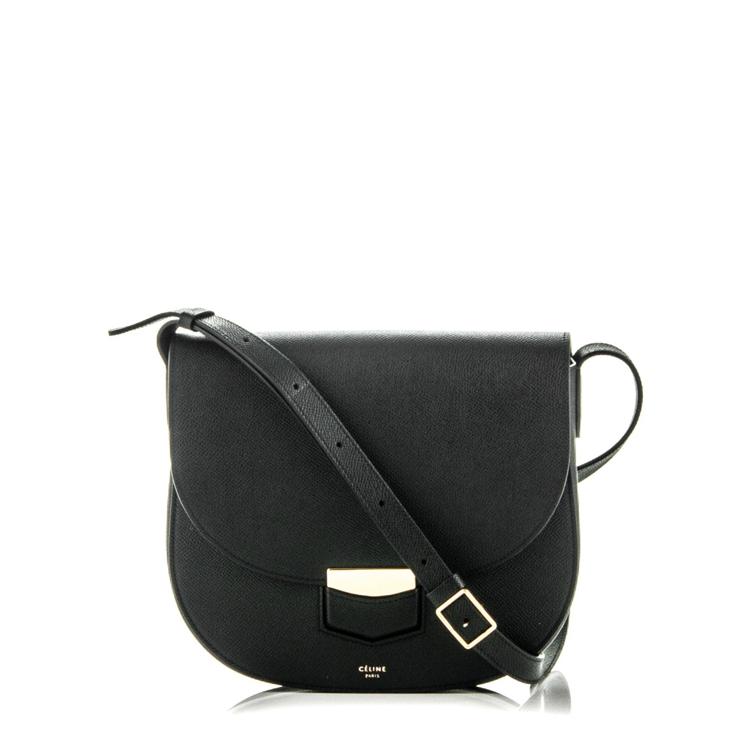 Celine Grained Calfskin Compact Trotteur Black 1 of 6