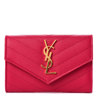 Saint Laurent Grain De Poudre Matelasse Chevron Small Monogram Envelope Wallet Bubblegum 1 of 9
