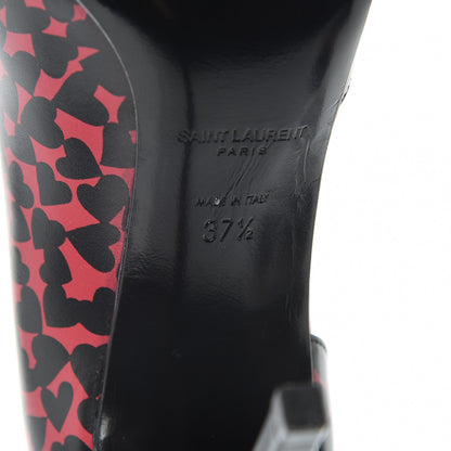 Saint Laurent Calfskin Heart Print D'Orsay Paris 105 Pumps 37.5 Pink 6 of 9