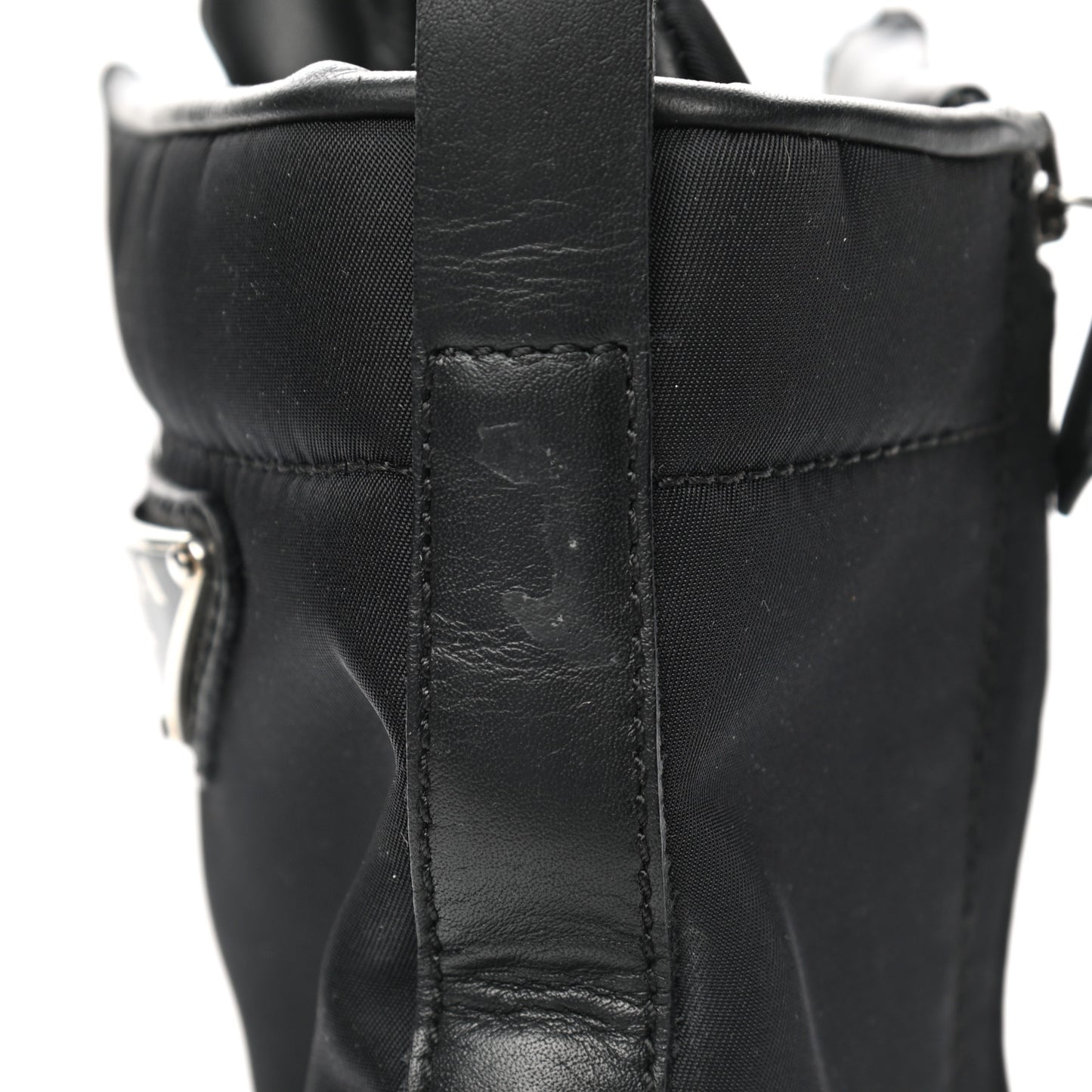 Vitello Montana Re-Nylon Metal Triangle Logo 110mm Ankle Boots 41 Black